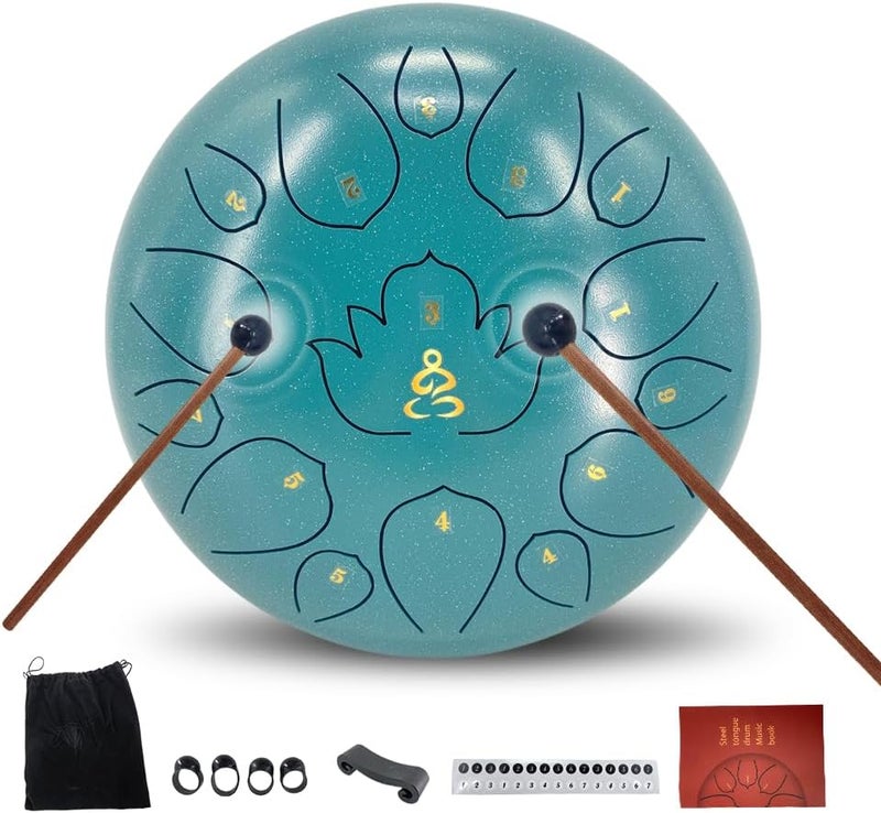 YoungMonic Steel Tongue Drum 12 Inches 15 Notes C Major Steel Drums Rain Chimes for Outside Percussion Instrument with Drum Mallets and Carry Bag - Image 1